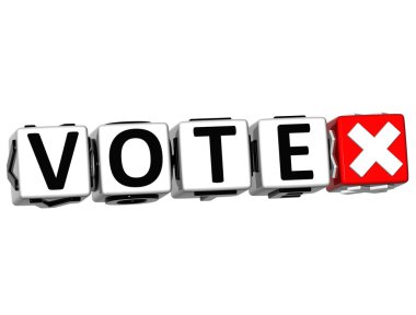 3D Vote Button Click Here Block Text clipart