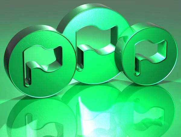 3D-Fahnen grünes Zeichen — Stockfoto