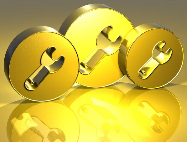 3D narzędzia złoty znak — Zdjęcie stockowe