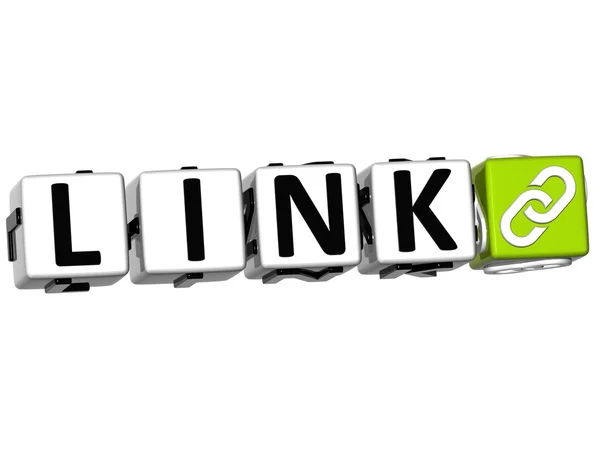 3D Link Button Click Here Block Text — Stock Photo, Image