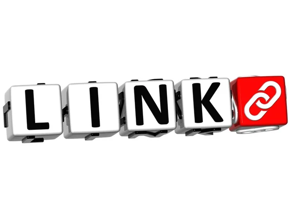 3D Link Button Click Here Block Text — Stock Photo, Image