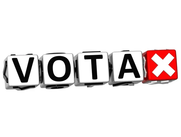 Botón de voto 3D en español Haga clic aquí Bloquear texto — Foto de Stock