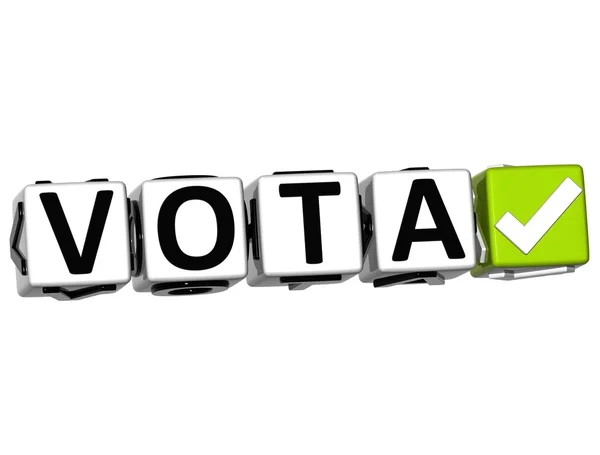 3D голосование Кнопка на испанском языке Нажмите здесь Блок Текст — стоковое фото