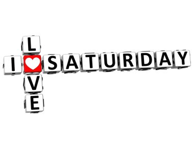 3D I Love Saturday Crossword clipart