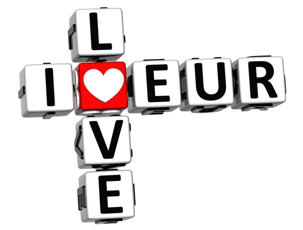 3D kocham krzyżówka eur — Zdjęcie stockowe