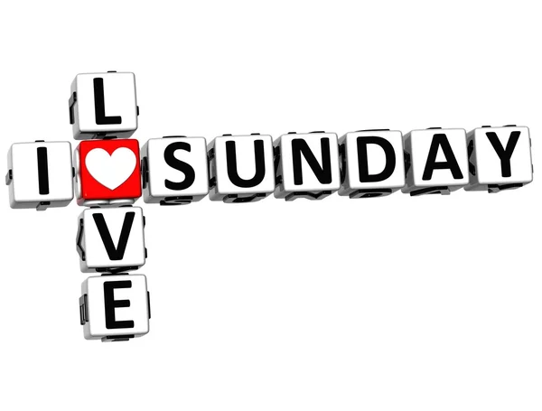 3D I Love Sunday Crossword — Stock Photo, Image