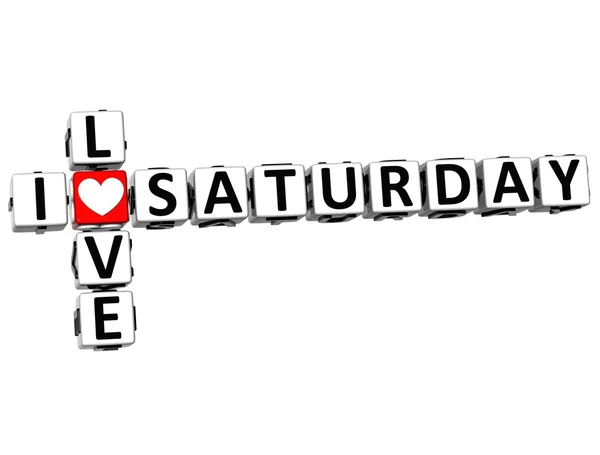 3D I Love Saturday Crossword — Stock Photo, Image