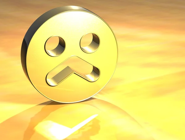 3D Sad Face Gold Sign — Stock Photo, Image