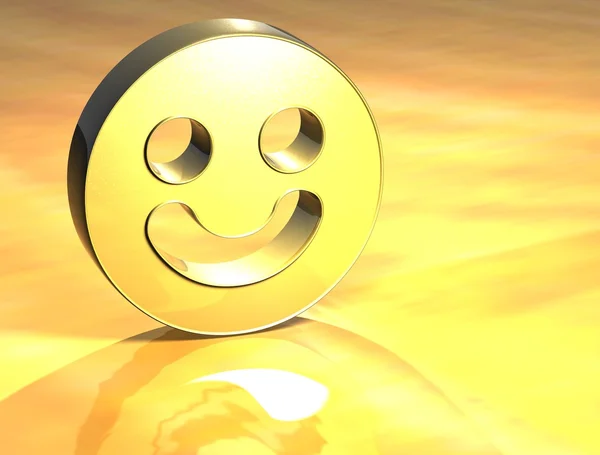 3D Smile Face Gold Sign — Stock Photo, Image