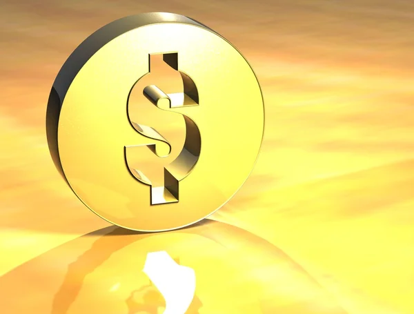 3D znak dolaru zlatem — Stock fotografie