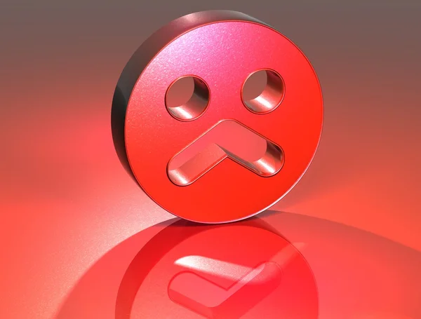 3D сумне обличчя червоний знак — стокове фото