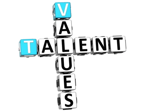 Valores de talento 3D Palavras cruzadas — Fotografia de Stock