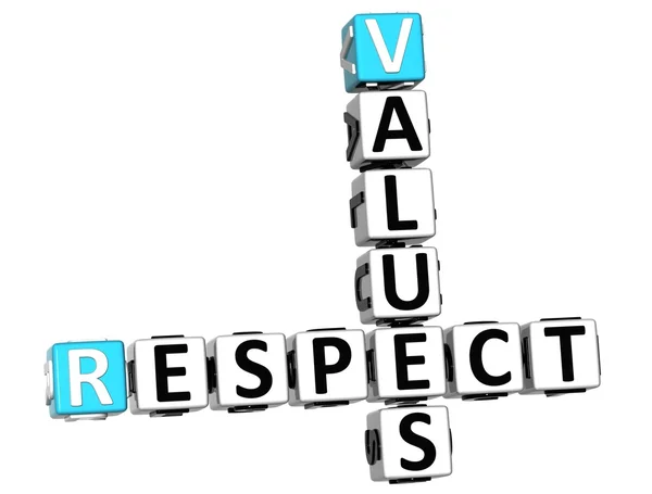 Valores de respeito 3D Palavras cruzadas — Fotografia de Stock