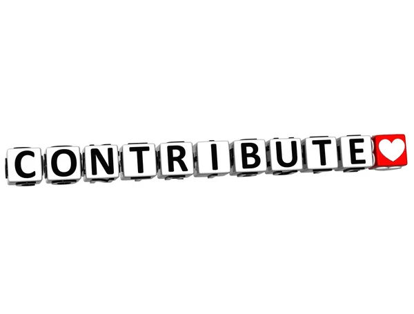 3D Contribute Button Click Here Block Text — Stock Photo, Image
