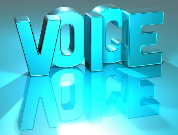 Texto azul de voz 3D — Fotografia de Stock