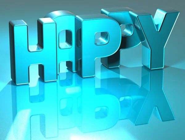 Texto azul feliz 3D — Fotografia de Stock
