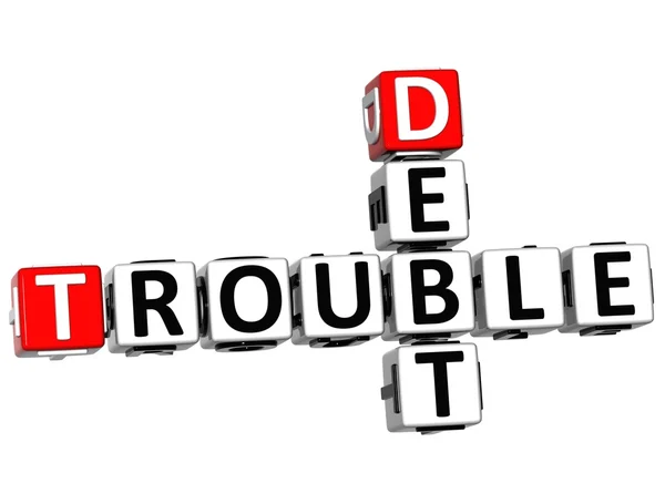 3D Debt Trouble Crossword — Stock Photo, Image