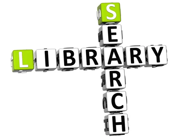 3D Search Library Crossword — Stock Photo, Image