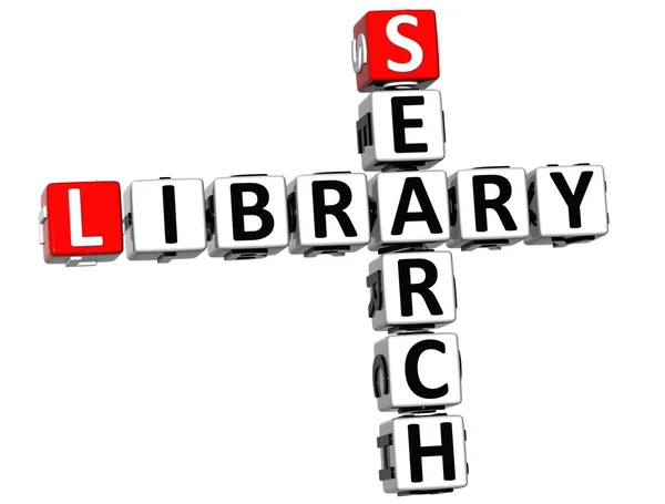 Crucigrama de biblioteca de búsqueda 3D — Foto de Stock