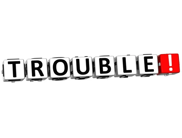 3D Trouble Button Click Here Block Text — Stock Photo, Image