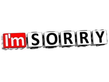 3D I am Sorry Button Click Here Block Text clipart