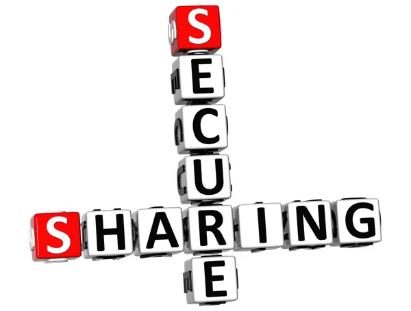 Compartilhamento 3D palavra cruzada segura — Fotografia de Stock