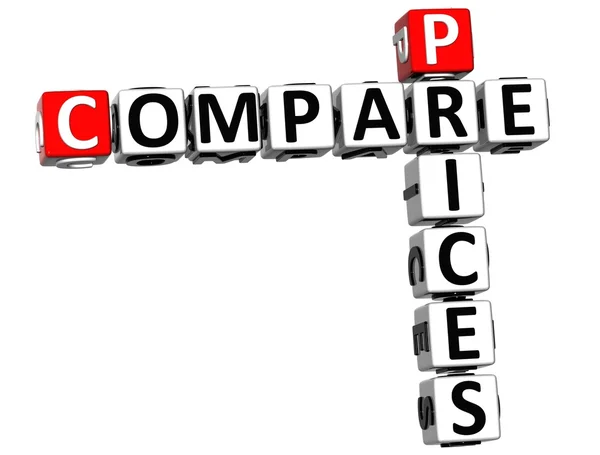 3D Compare preços Palavra cruzada — Fotografia de Stock