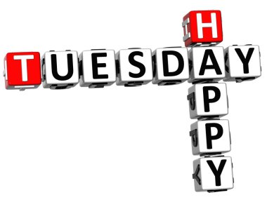 3D Happy Tuesday Crossword clipart