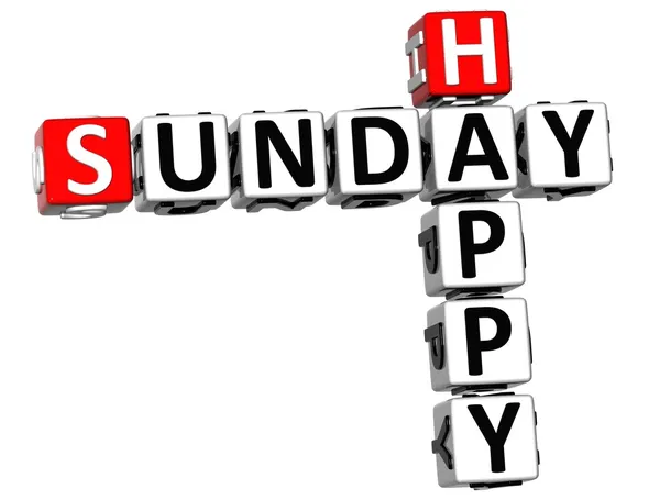 3D feliz domingo palavra cruzada — Fotografia de Stock