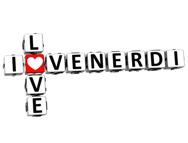 イタリア語クロスワードの金曜日私は愛の 3d — ストック写真