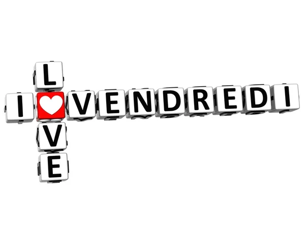 フランス語クロスワードの金曜日私は愛の 3d — ストック写真