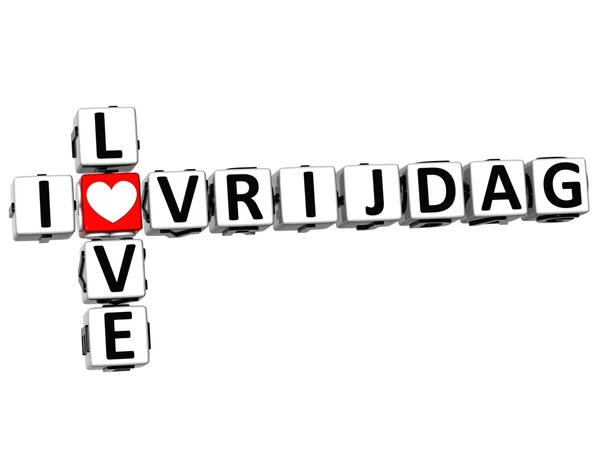 オランダ語クロスワードの金曜日私は愛の 3d — ストック写真