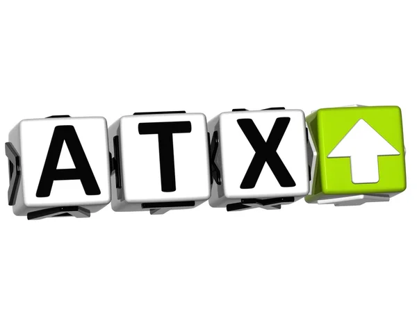 Botão ATX 3D Clique aqui Bloquear texto — Fotografia de Stock