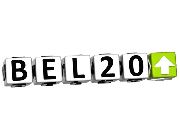 3D BEL20 Button Click Here Block Text — Stock Photo, Image