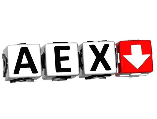 3D AEX Button Click Here Block Text — Stock Photo, Image