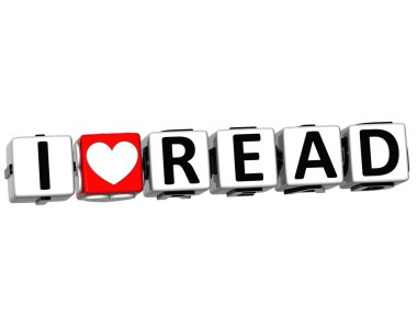 3D I Love Read Button Click Here Block Text clipart