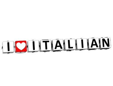 3D I Love Italian Button Click Here Block Text clipart