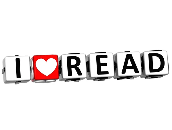 3D I Love Read Button Click Here Block Text — Stock Photo, Image