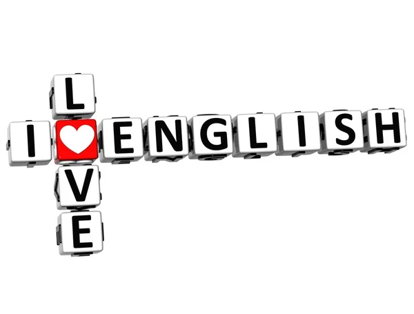 3D I Love English Crossword — Stock Photo, Image
