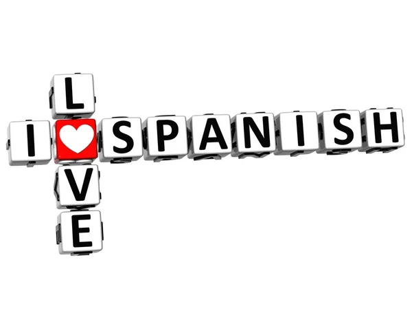 3D Eu amo palavras cruzadas espanholas — Fotografia de Stock