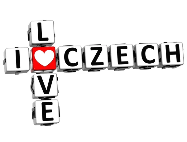 3D ik hou van Tsjechische kruiswoordraadsel — Stockfoto