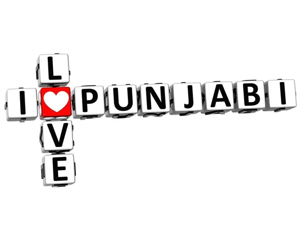 3D I Love Punjabi Crossword — Stock Photo, Image
