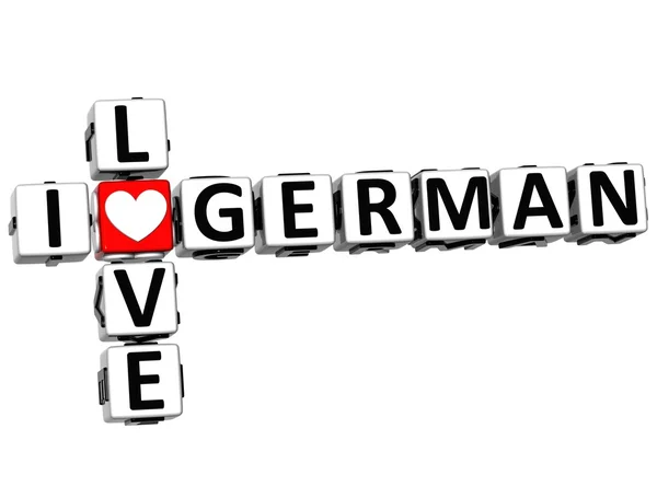 3D Eu amo palavras cruzadas alemãs — Fotografia de Stock