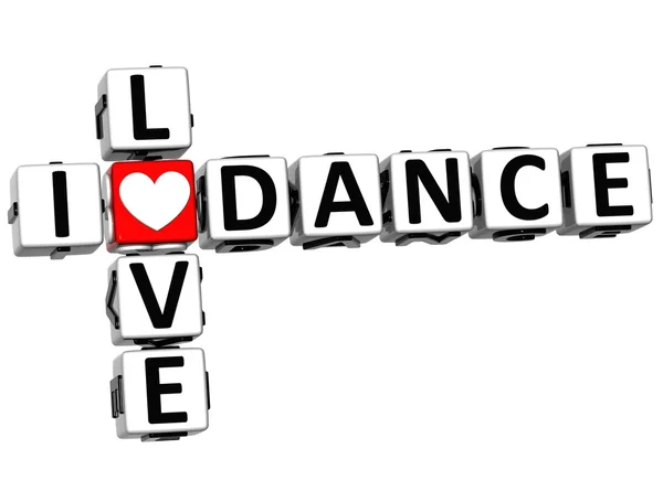 3D I Love Dance Crossword — Stock Photo, Image