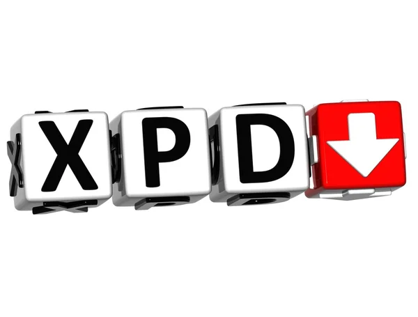 Кнопка 3D XPD Нажмите здесь Текст блока — стоковое фото