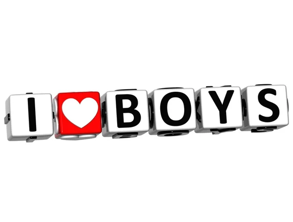 3D I Love Boys Botón Haga clic aquí Bloquear texto —  Fotos de Stock