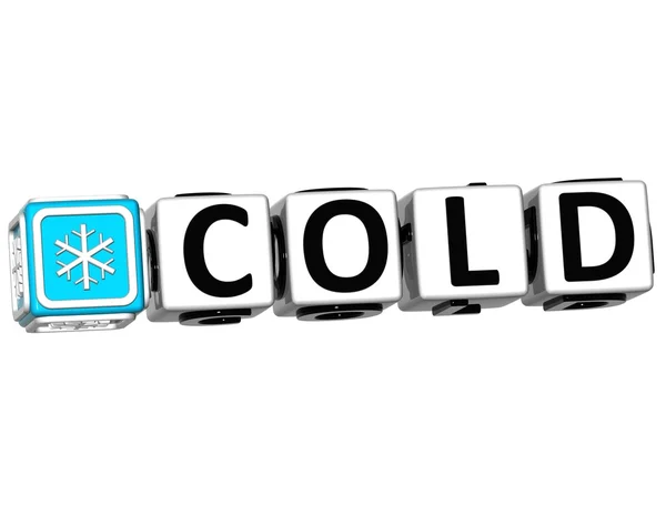 3D Cold Button Click Here Block Text — Stock Photo, Image