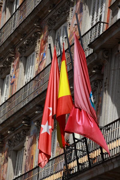 Detalhe de uma fachada decorada no Palza Mayor, Madrid, Espanha . — Fotografia de Stock