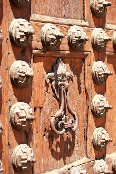 Ancient wood brown door lock — Stock Photo, Image