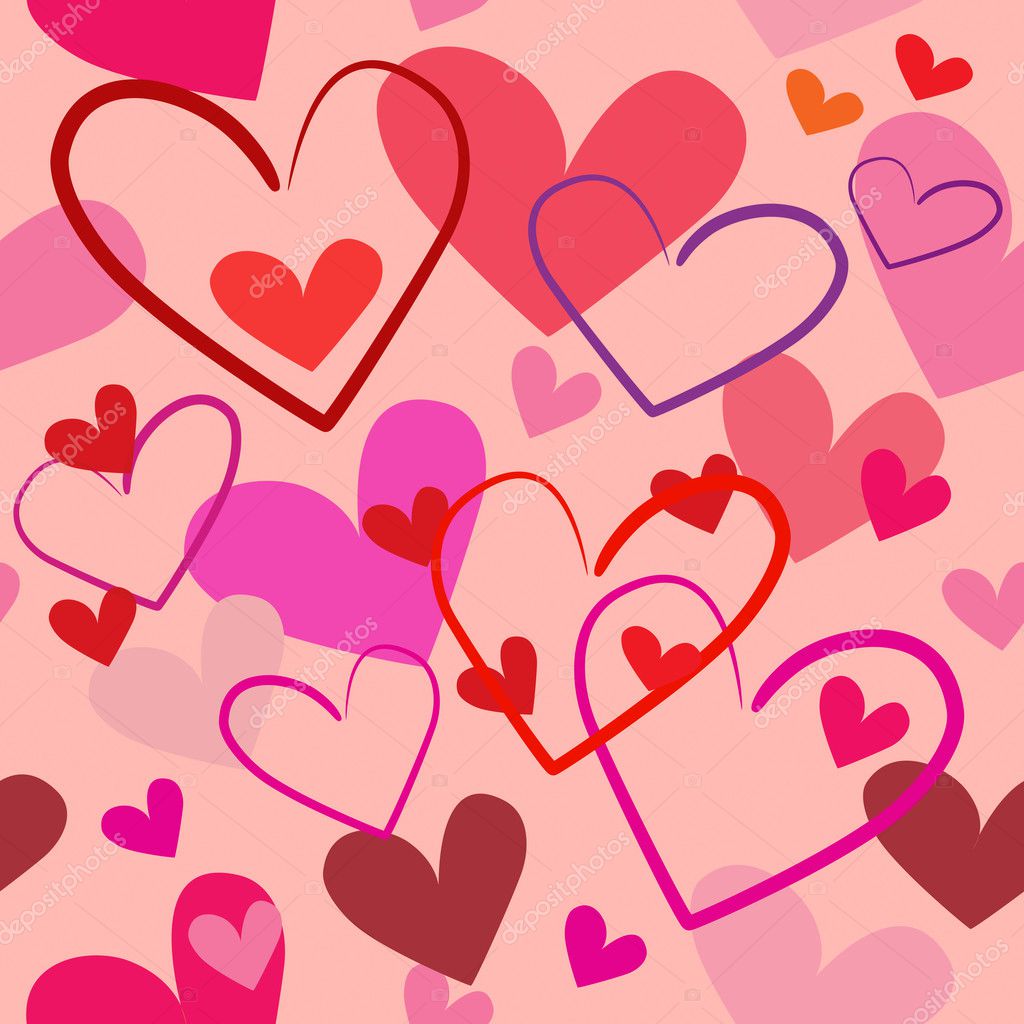 Bright red hearts seamless illustration on pink background — Stock Vector © nastia1983 11877575
